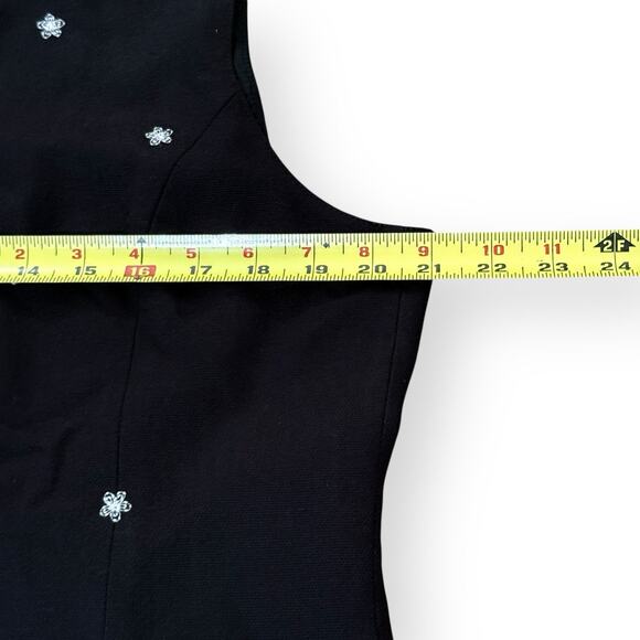 VTG Talbots Vest Womens Large Black Floral Embroidered Linen Blend Button Front - Picture 6 of 8